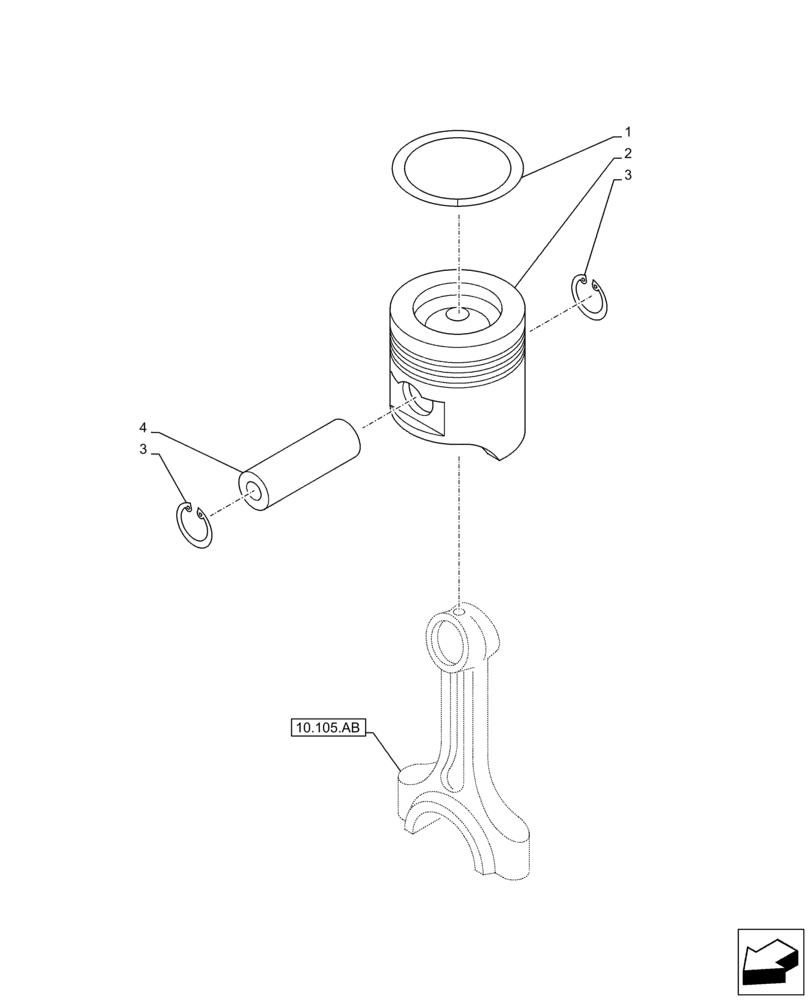 Схема запчастей Case AR-4JJ1XASS01-02 - (10.105.AG) - ENGINE, PISTONS (10) - ENGINE