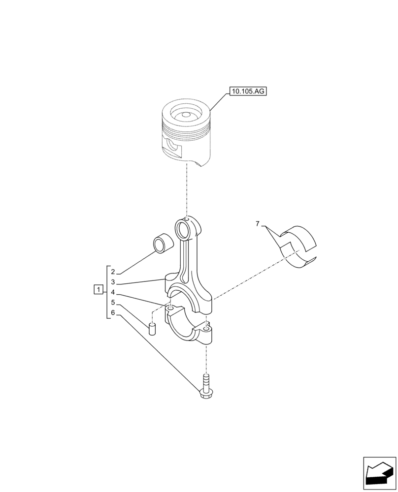 Схема запчастей Case AR-4JJ1XASS01-02 - (10.105.AB) - CONNECTING ROD (10) - ENGINE