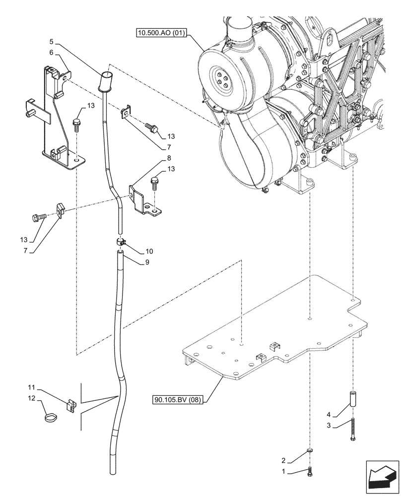 Схема запчастей Case CX160D LC - (10.254.AD[02]) - EXHAUST SYSTEM, EXHAUST PIPE (10) - ENGINE