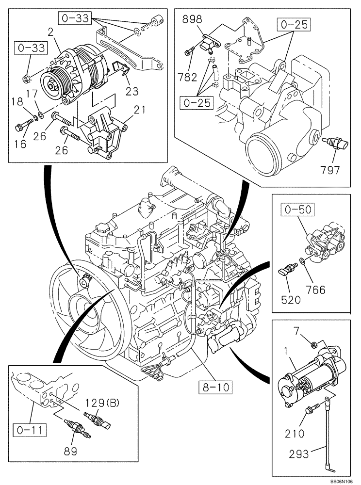 Схема запчастей Case CX240B - (04-01) - ELECTRICAL ACCESSORIES - ENGINE (04) - ELECTRICAL SYSTEMS