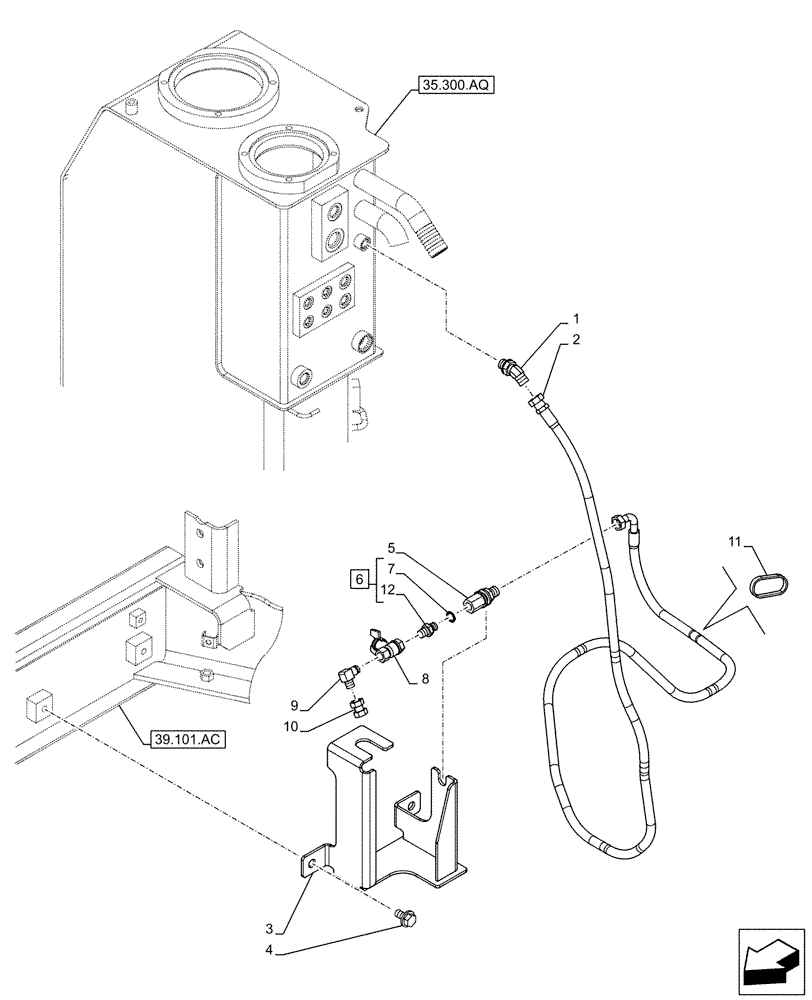 Схема запчастей Case CX130D LC - (35.300.AD) - VAR - 488034 - HYDRAULIC OIL RESERVOIR, DRAIN LINE (35) - HYDRAULIC SYSTEMS