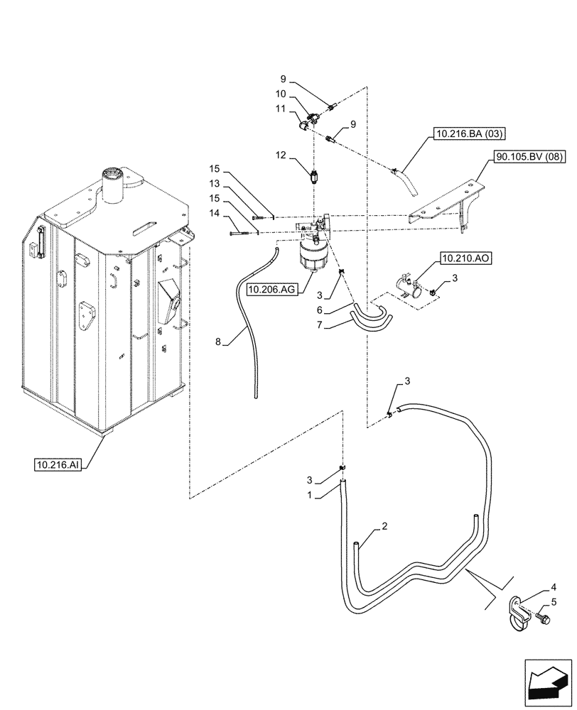 Схема запчастей Case CX160D LC - (10.216.BA[02]) - FUEL LINE (10) - ENGINE