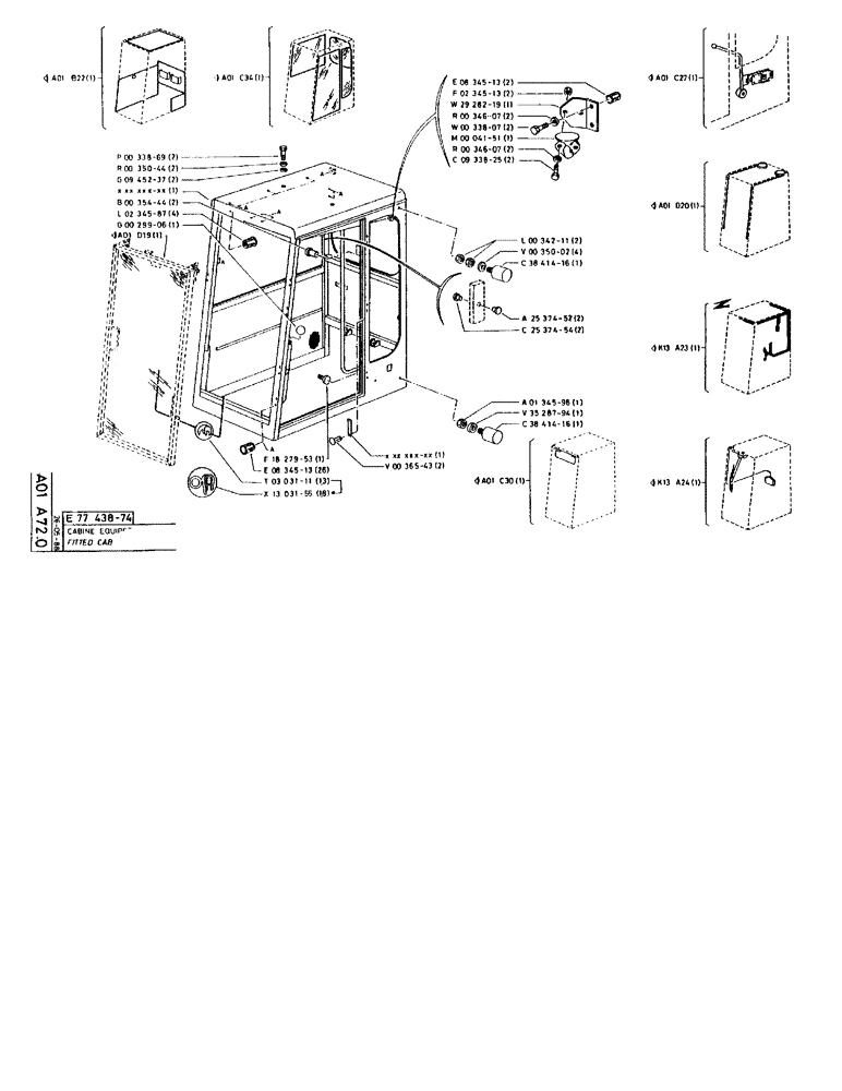 Схема запчастей Case 90BCL - (005) - FITTED CAB (05) - UPPERSTRUCTURE CHASSIS