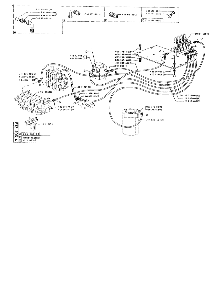 Схема запчастей Case 90BCL - (188) - PILOT CIRCUIT (07) - HYDRAULIC SYSTEM