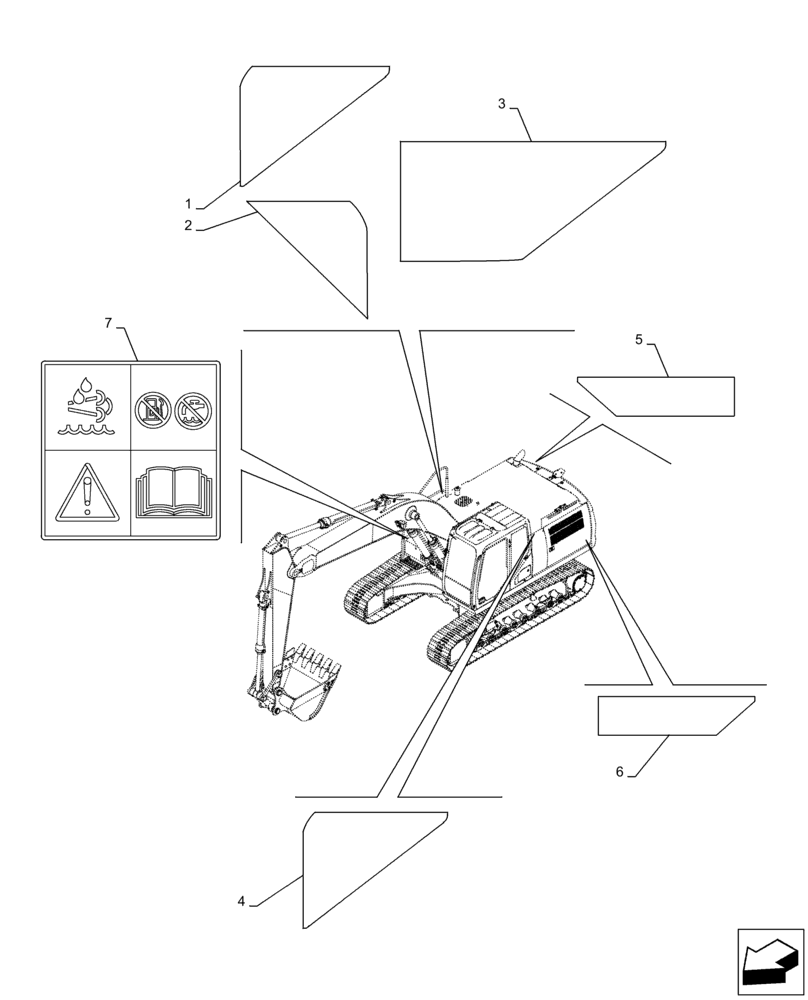 Схема запчастей Case CX130D LC - (90.108.AC[02]) - WARNING DECAL (90) - PLATFORM, CAB, BODYWORK AND DECALS