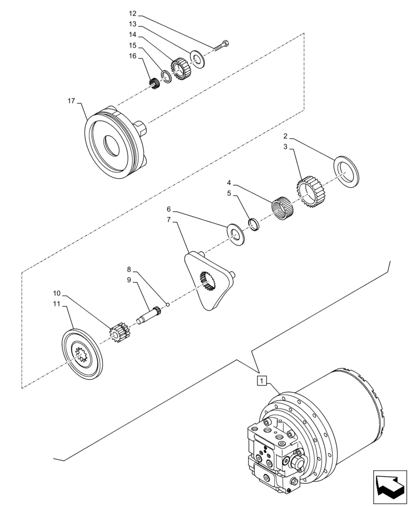 Схема запчастей Case CX130D LC - (35.353.AG[02]) - MOTO-REDUCTION GEAR, COMPONENTS (35) - HYDRAULIC SYSTEMS