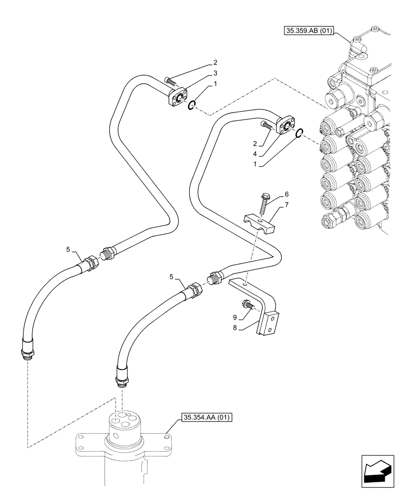 Схема запчастей Case CX160D LC - (35.354.AF[02]) - HYDRAULIC SWIVEL, LINE (35) - HYDRAULIC SYSTEMS