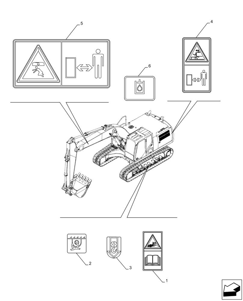 Схема запчастей Case CX130D LC - (90.108.AC[01]) - WARNING DECAL (90) - PLATFORM, CAB, BODYWORK AND DECALS