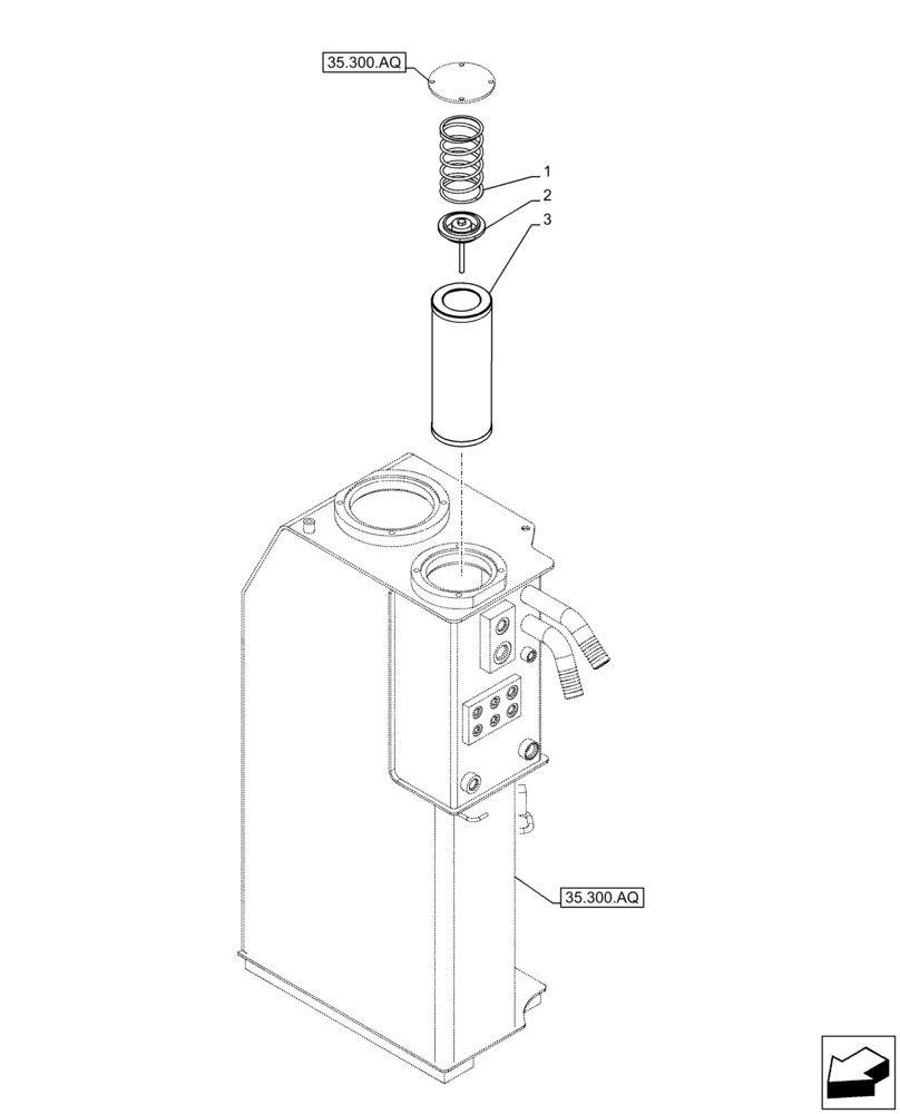 Схема запчастей Case CX160D LC - (35.300.AN[01]) - HYDRAULIC OIL RESERVOIR, OIL FILTER (35) - HYDRAULIC SYSTEMS
