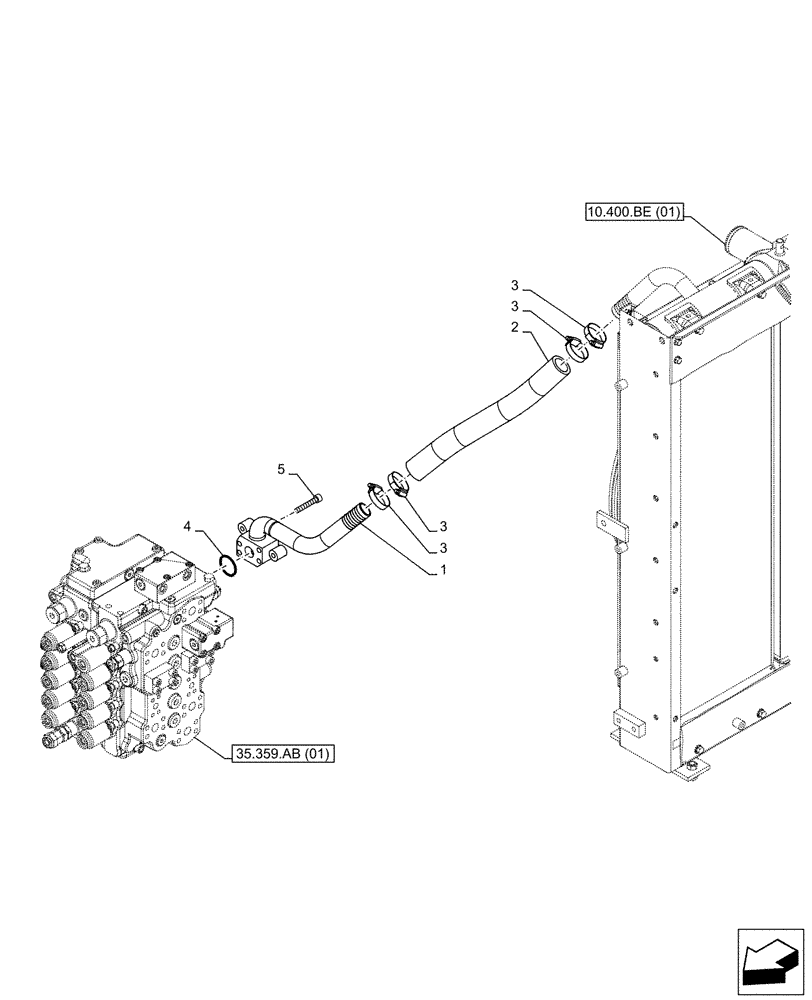 Схема запчастей Case CX160D LC - (35.300.BC[03]) - OIL COOLER LINE (35) - HYDRAULIC SYSTEMS