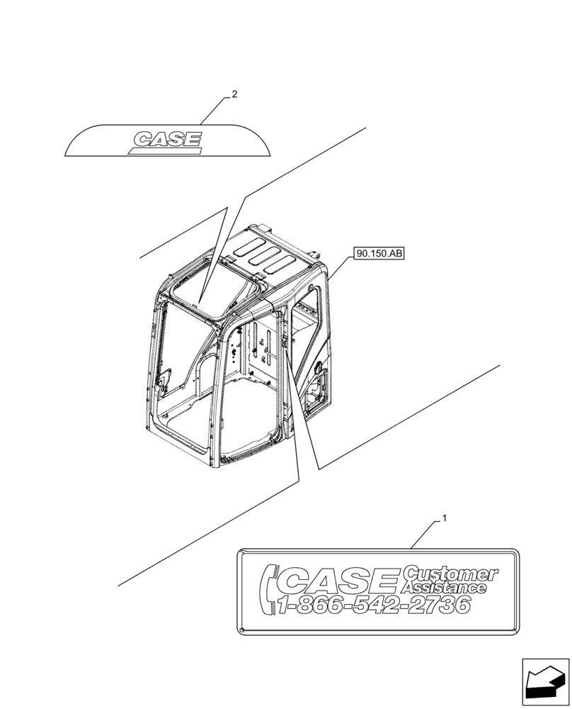 Схема запчастей Case CX130D LC - (90.108.AB[02]) - MODEL IDENTIFICATION DECAL (90) - PLATFORM, CAB, BODYWORK AND DECALS