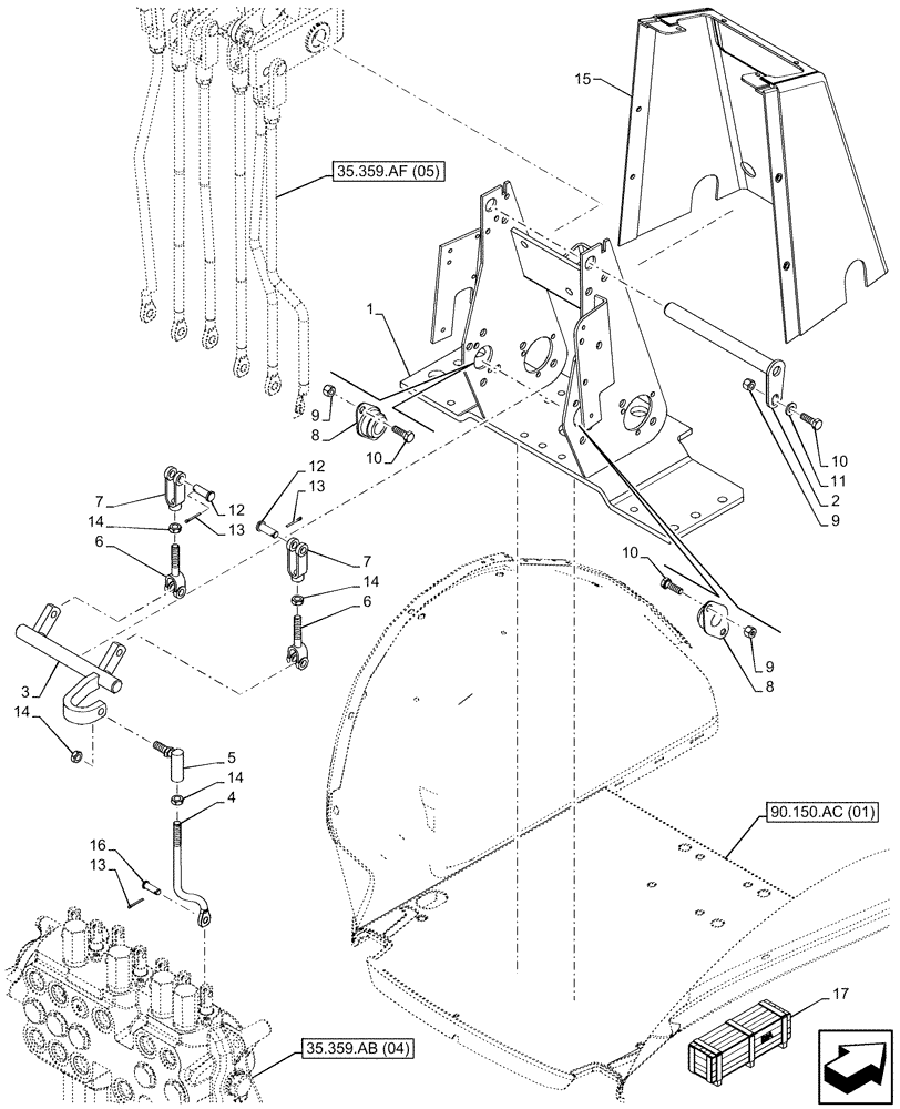 Схема запчастей Case 580SN - (35.359.AF[04]) - BACKHOE CONTROL VALVE, 7-SPOOL, STANDARD DIPPER, MECHANICAL CONTROLS, MOUNTING PARTS (35) - HYDRAULIC SYSTEMS