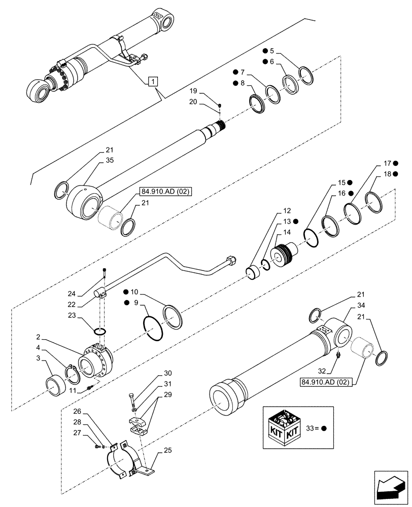 Схема запчастей Case CX130D LC - (35.736.AA[05]) - VAR - 481064 - LIFT CYLINDER, RIGHT, SAFETY VALVE, COMPONENTS (35) - HYDRAULIC SYSTEMS
