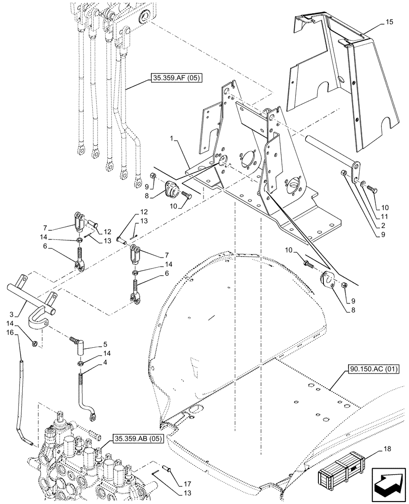 Схема запчастей Case 580SN - (35.359.AF[07]) - BACKHOE CONTROL VALVE, 7-SPOOL, STANDARD DIPPER, MECHANICAL CONTROLS, MOUNTING PARTS (35) - HYDRAULIC SYSTEMS