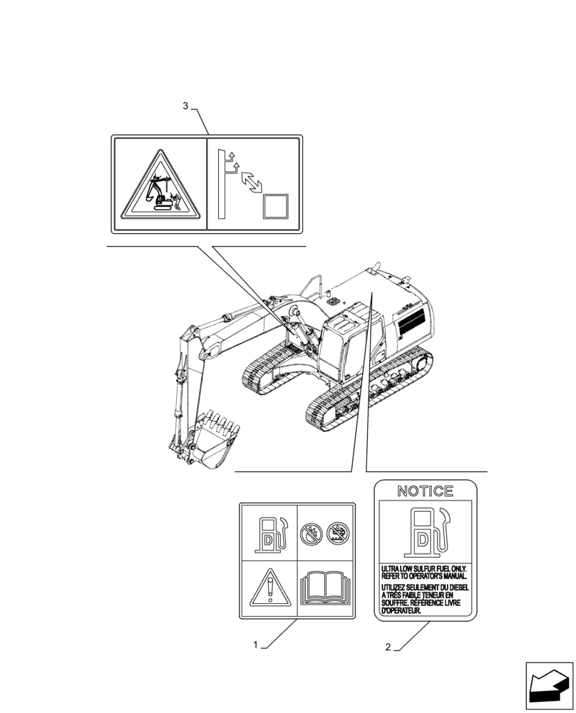 Схема запчастей Case CX130D LC - (90.108.AC[05]) - WARNING DECAL (90) - PLATFORM, CAB, BODYWORK AND DECALS
