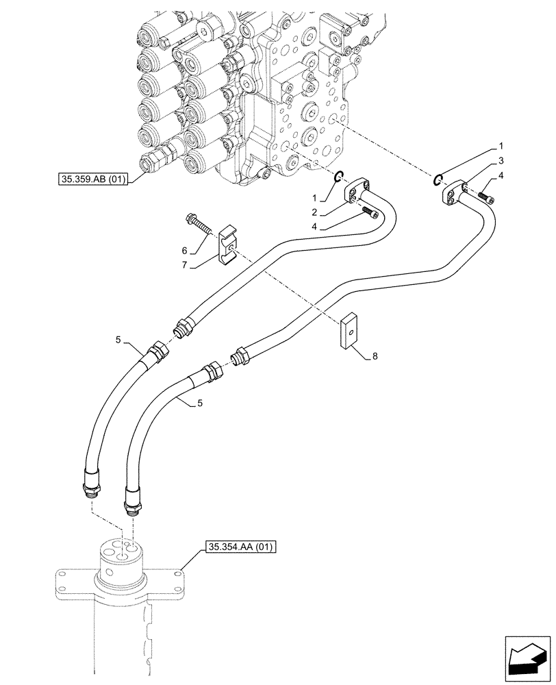 Схема запчастей Case CX160D LC - (35.354.AF[01]) - HYDRAULIC SWIVEL, LINE (35) - HYDRAULIC SYSTEMS