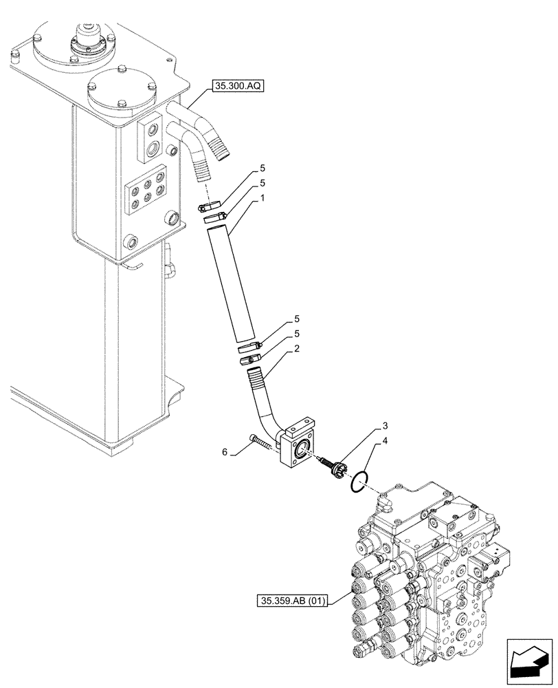 Схема запчастей Case CX160D LC - (35.300.BC[02]) - OIL COOLER LINE (35) - HYDRAULIC SYSTEMS
