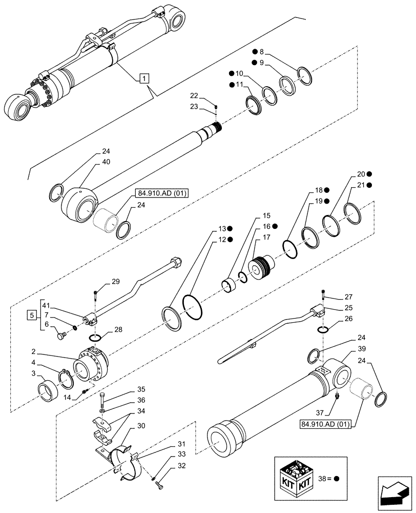 Схема запчастей Case CX130D - (35.736.AA[03]) - VAR - 481858 - BOOM, LIFT CYLINDER, LEFT, COMPONENTS (35) - HYDRAULIC SYSTEMS