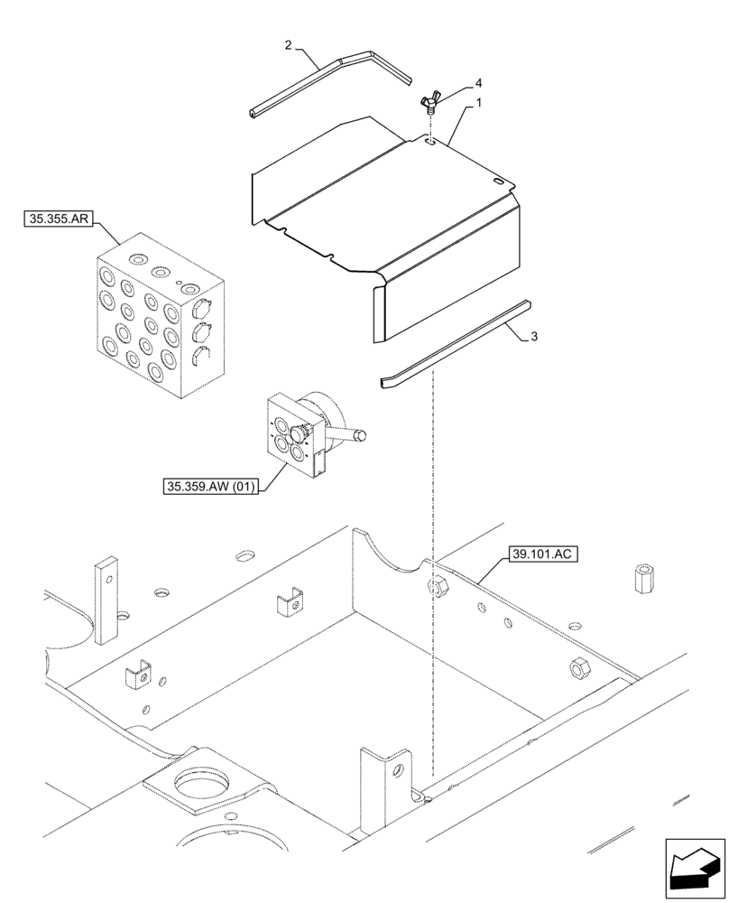 Схема запчастей Case CX130D LC - (90.105.BV[13]) - VAR - 461558 - COVER, CUSHION VALVE, CONTROL PATTERN SELECTION (90) - PLATFORM, CAB, BODYWORK AND DECALS