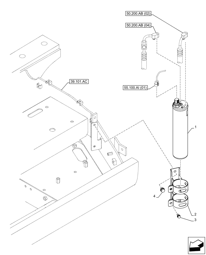 Схема запчастей Case CX130D LC - (50.200.AN) - AIR CONDITIONING, RECEIVER-DRYER (50) - CAB CLIMATE CONTROL