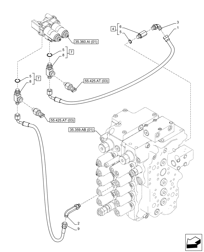 Схема запчастей Case CX130D LC - (35.360.AJ[09]) - VAR - 461871 - HAMMER, SHEARS, SOLENOID VALVE, LINES, W/ ELECTRICAL PROPORTIONAL CONTROL (35) - HYDRAULIC SYSTEMS