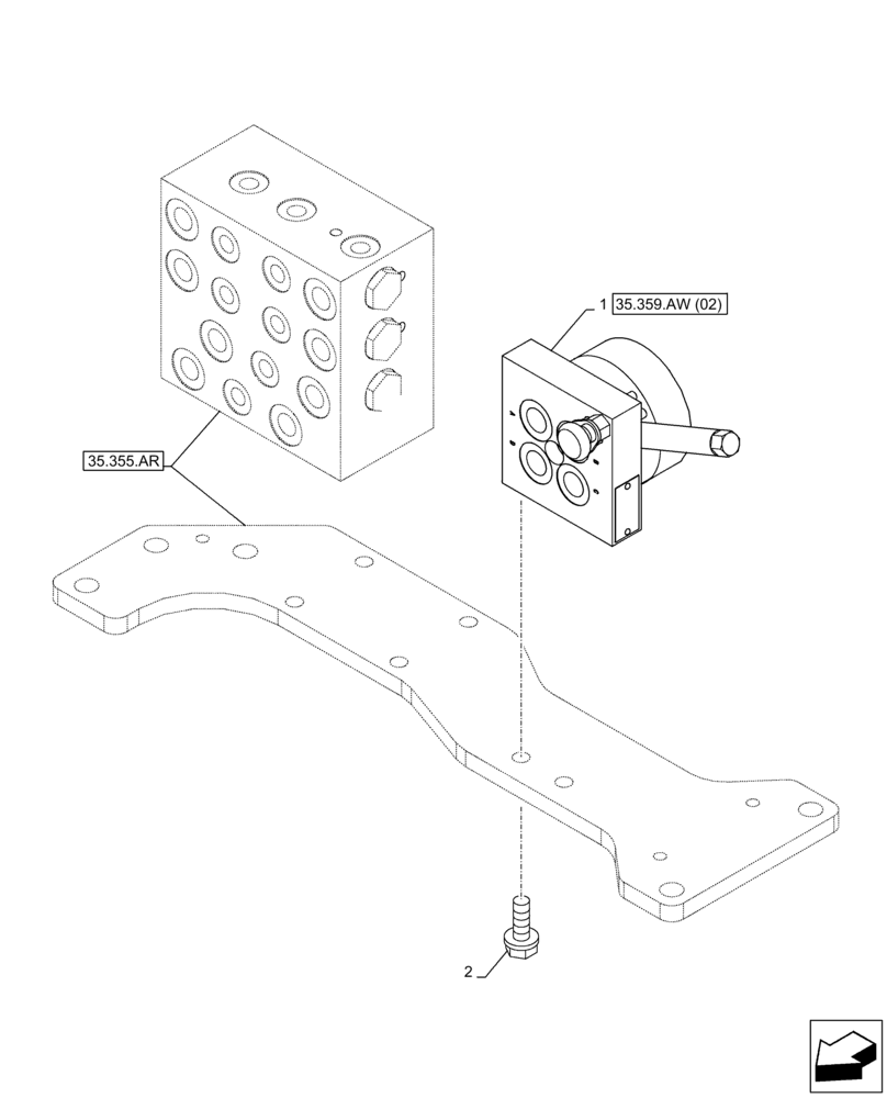 Схема запчастей Case CX130D - (35.359.AW[01]) - VAR - 461558 - VALVE, SELECTOR, CONTROL PATTERN SELECTION (35) - HYDRAULIC SYSTEMS