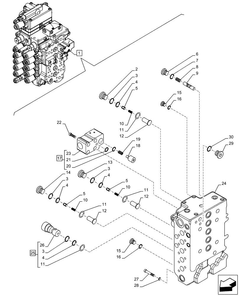 Схема запчастей Case CX130D - (35.359.AB[02]) - CONTROL VALVE, COMPONENTS (35) - HYDRAULIC SYSTEMS