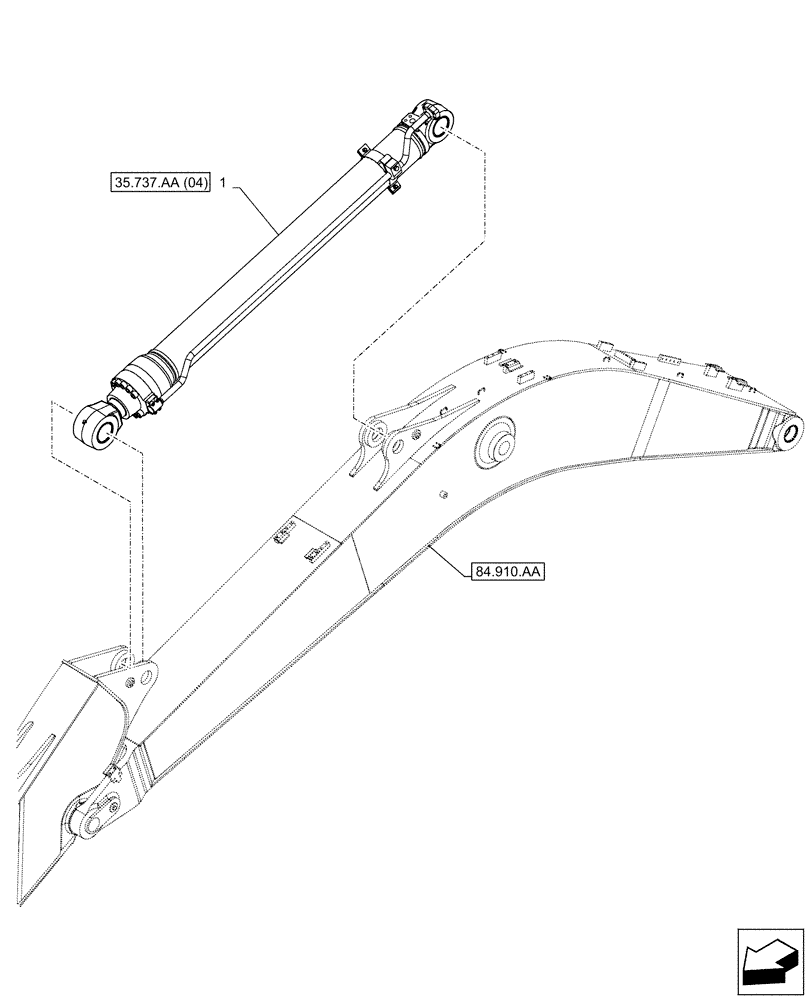 Схема запчастей Case CX160D LC - (35.737.AA[03]) - VAR - 481064 - ARM, CYLINDER (35) - HYDRAULIC SYSTEMS