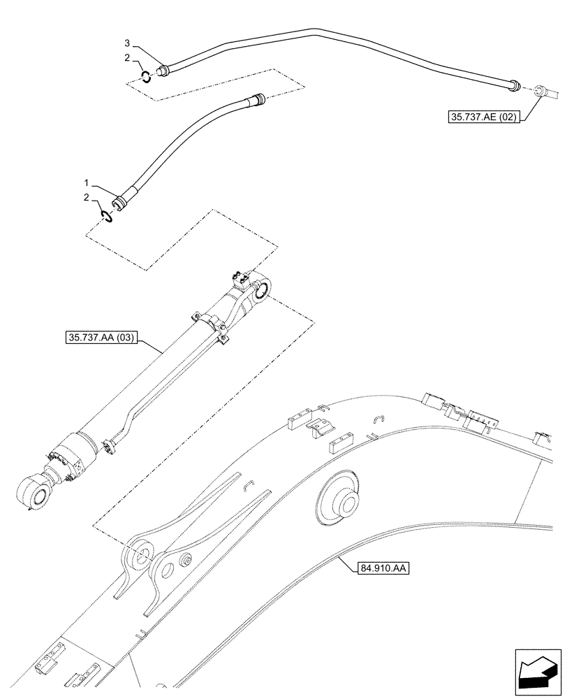 Схема запчастей Case CX130D LC - (35.737.AE[04]) - VAR - 481064 - ARM, CYLINDER, LINES (35) - HYDRAULIC SYSTEMS