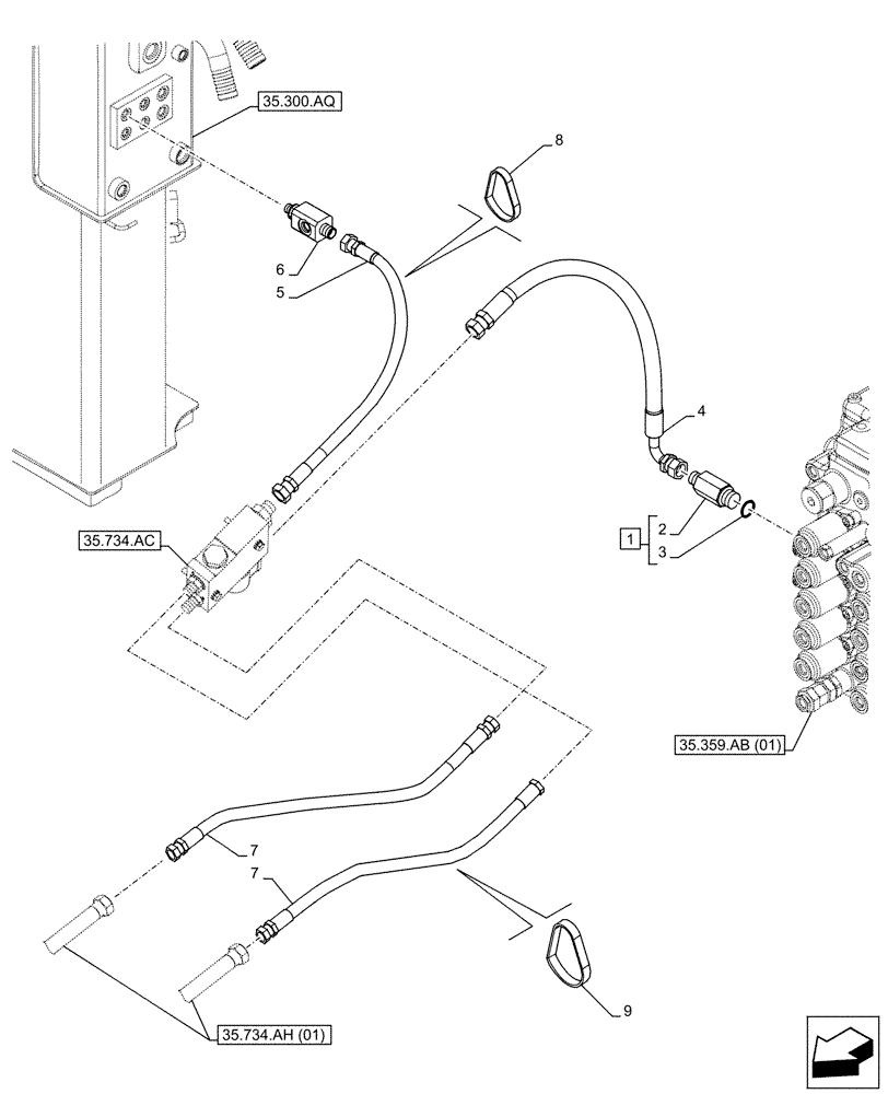 Схема запчастей Case CX160D LC - (35.734.AD) - VAR - 781128 - QUICK COUPLER, SOLENOID VALVE, HYDRAULIC LINE (35) - HYDRAULIC SYSTEMS
