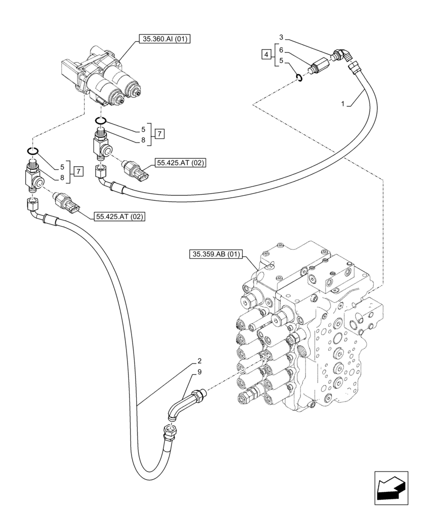 Схема запчастей Case CX160D LC - (35.360.AJ[06]) - VAR - 461871 - HAMMER, SHEARS, SOLENOID VALVE, LINES, W/ELECTRICAL PROPORTIONAL CONTROL (35) - HYDRAULIC SYSTEMS