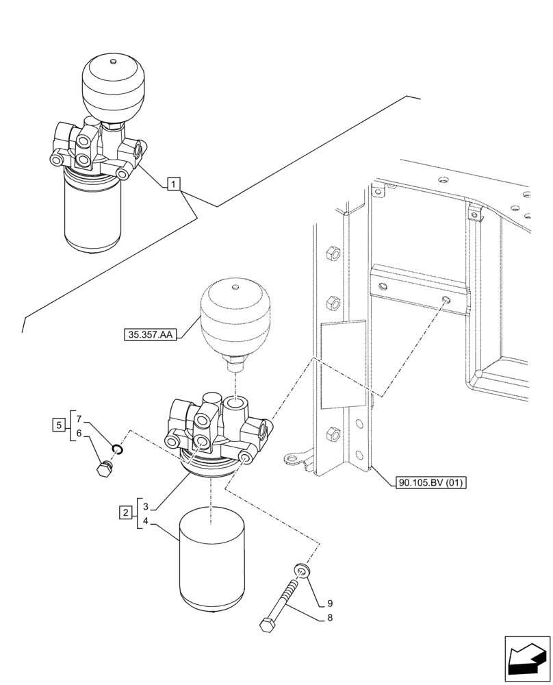 Схема запчастей Case CX160D LC - (35.300.AN[02]) - HYDRAULIC SYSTEM, OIL FILTER (35) - HYDRAULIC SYSTEMS