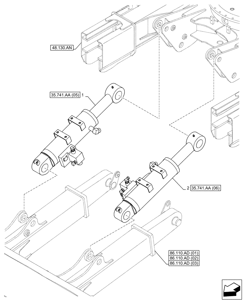 Схема запчастей Case CX130D - (35.741.AA[04]) - VAR - 481064 - LIFT CYLINDER, BLADE, SAFETY VALVE (35) - HYDRAULIC SYSTEMS