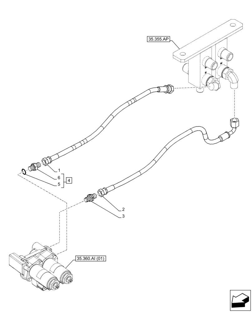 Схема запчастей Case CX160D LC - (35.360.AJ[08]) - VAR - 461865 - HAMMER CIRCUIT, SOLENOID VALVE, LINES, W/ ELECTRICAL PROPORTIONAL CONTROL (35) - HYDRAULIC SYSTEMS