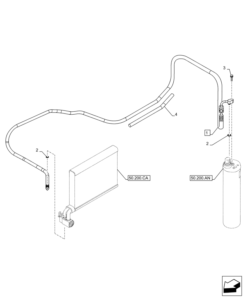 Схема запчастей Case CX130D - (50.200.AB[04]) - AIR CONDITIONING, LINES (50) - CAB CLIMATE CONTROL