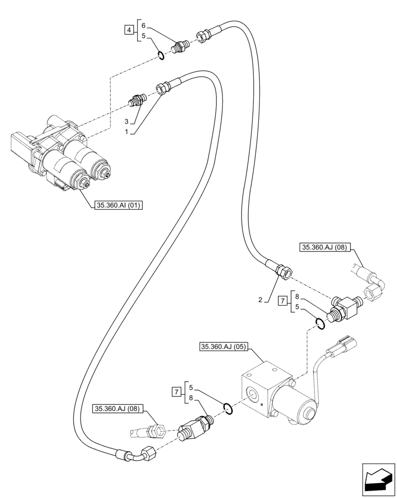 Схема запчастей Case CX130D LC - (35.360.AJ[07]) - VAR - 461871 - HAMMER, SHEARS, SOLENOID VALVE, LINES, W/ ELECTRICAL PROPORTIONAL CONTROL (35) - HYDRAULIC SYSTEMS