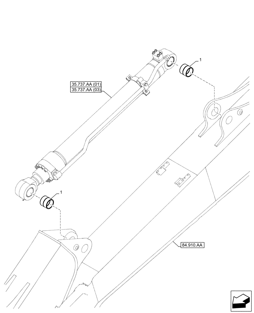 Схема запчастей Case CX130D LC - (84.912.AD[04]) - VAR - 461574, 781174, 781178, 481064 - ARM, CYLINDER, BUSHING, SAFETY VALVE (84) - BOOMS, DIPPERS & BUCKETS