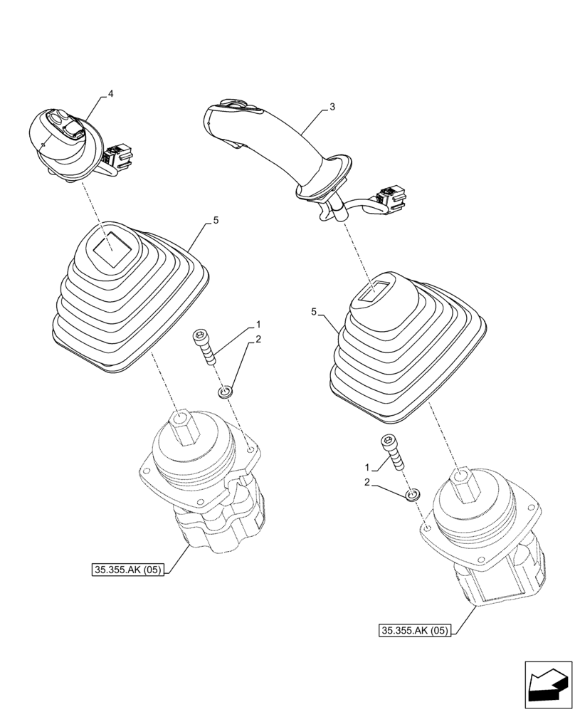 Схема запчастей Case CX160D LC - (35.355.AK[03]) - VAR - 461868 - JOYSTICK, HAMMER CIRCUIT, HIGH FLOW, W/ ELECTRICAL PROPORTIONAL CONTROL (35) - HYDRAULIC SYSTEMS