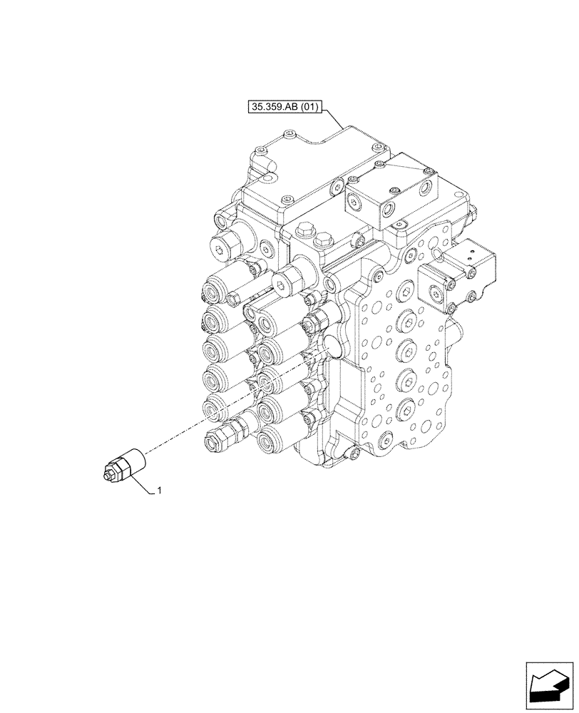 Схема запчастей Case CX130D LC - (35.359.AY[01]) - VAR - 461561, 461865 - RELIEF VALVE, HAMMER CIRCUIT (35) - HYDRAULIC SYSTEMS
