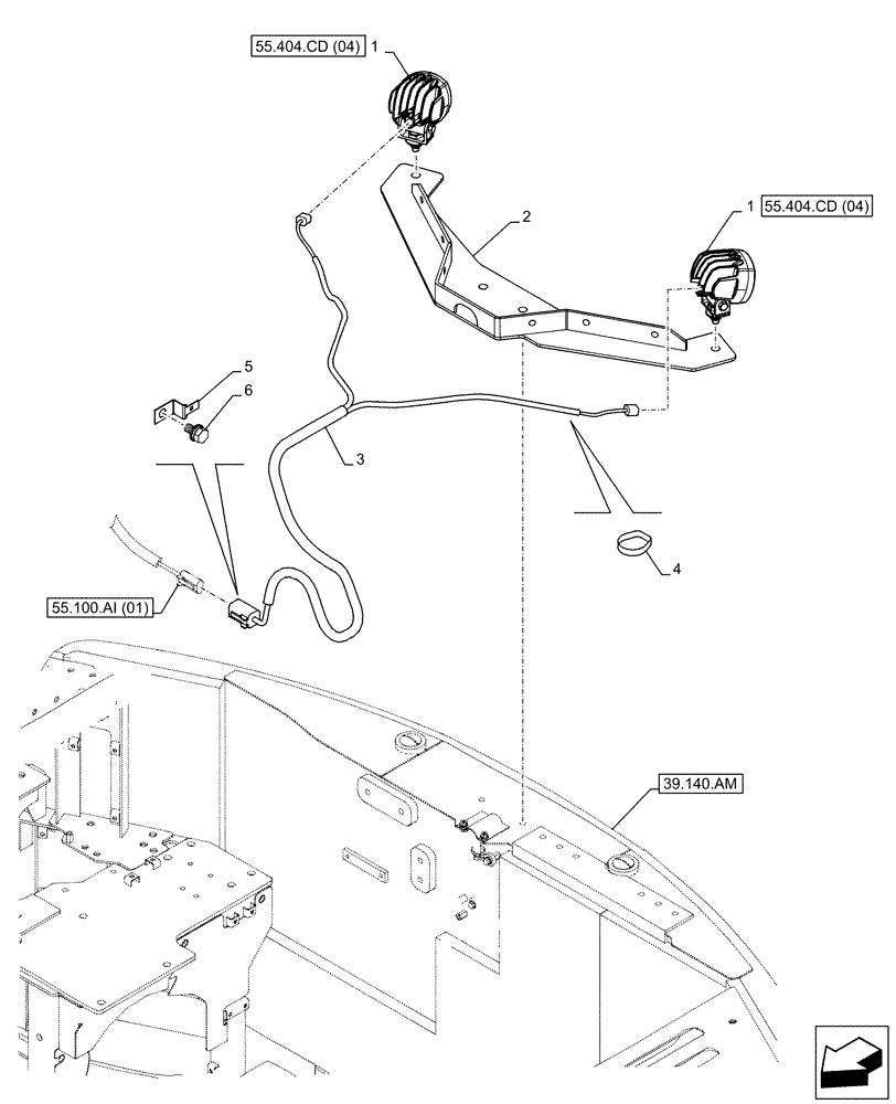 Схема запчастей Case CX130D - (55.404.CD[01]) - VAR - 488037 - REAR VIEW CAMERA, LIGHT (55) - ELECTRICAL SYSTEMS