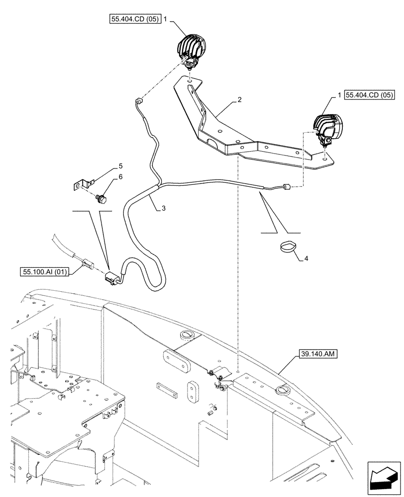Схема запчастей Case CX160D LC - (55.404.CD[01]) - VAR - 488037 - REAR VIEW CAMERA, LIGHT (55) - ELECTRICAL SYSTEMS