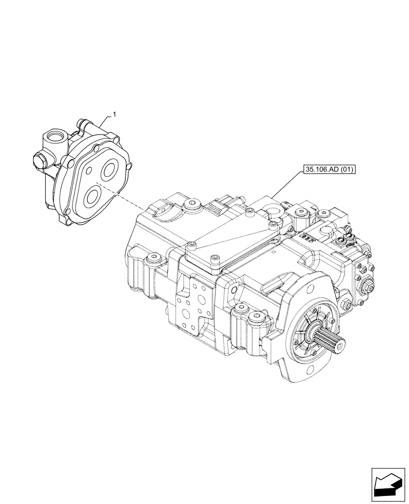 Схема запчастей Case CX130D LC - (35.357.AC[01]) - HYDRAULIC PUMP, PILOT (35) - HYDRAULIC SYSTEMS