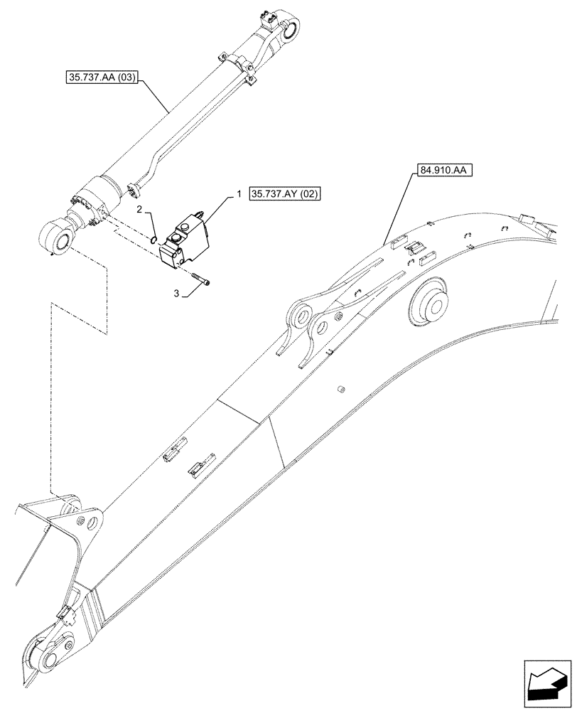 Схема запчастей Case CX130D LC - (35.737.AY[01]) - VAR - 481064 - ARM, CYLINDER, SAFETY VALVE (35) - HYDRAULIC SYSTEMS