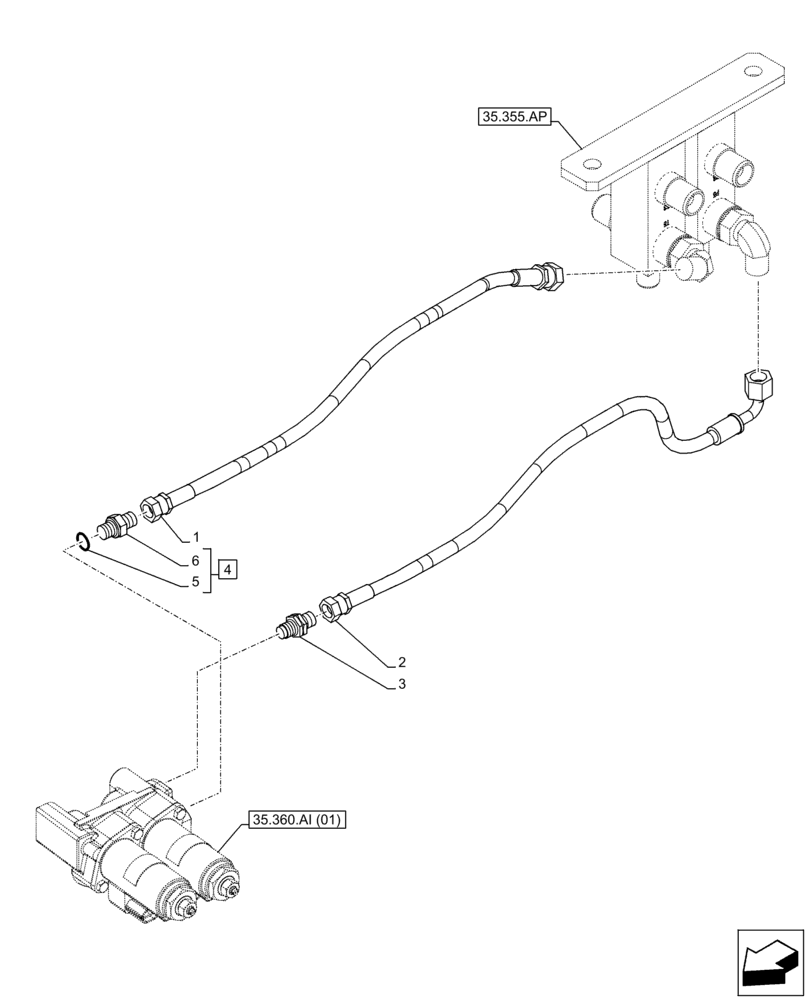 Схема запчастей Case CX130D LC - (35.360.AJ[02]) - VAR - 461865 - HAMMER CIRCUIT, SOLENOID VALVE, LINES, W/ ELECTRICAL PROPORTIONAL CONTROL (35) - HYDRAULIC SYSTEMS