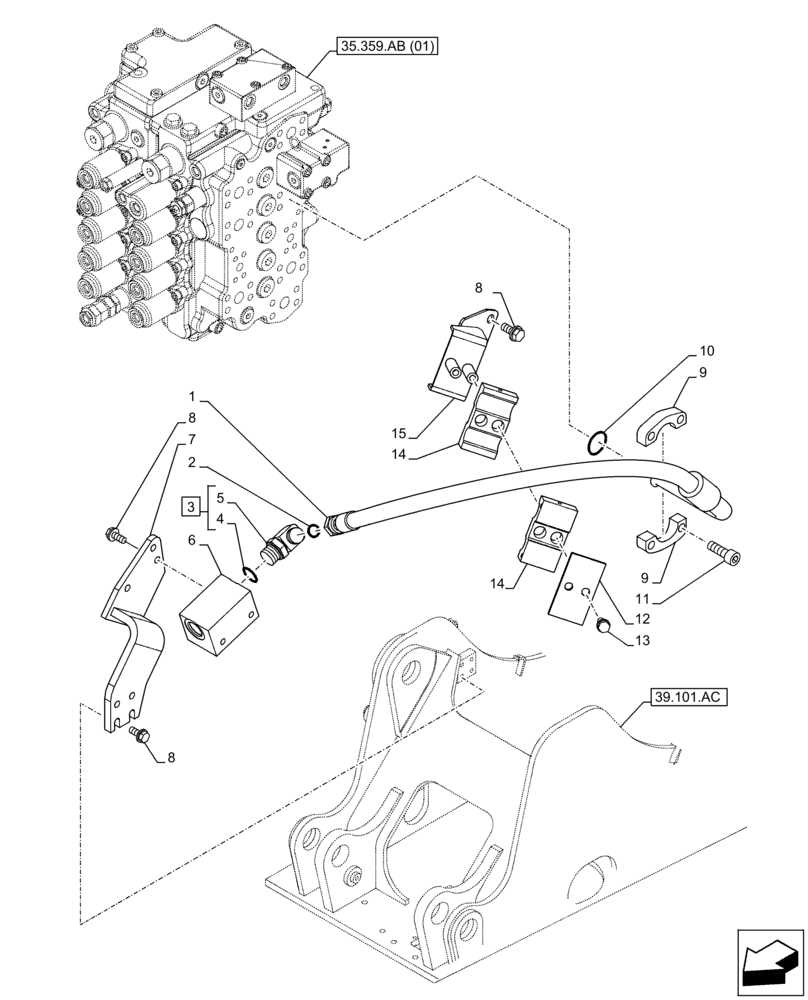 Схема запчастей Case CX130D LC - (35.360.AB[03]) - VAR - 461871 - HAMMER CIRCUIT, LINES, SHEARS, W/ ELECTRICAL PROPORTIONAL CONTROL (35) - HYDRAULIC SYSTEMS