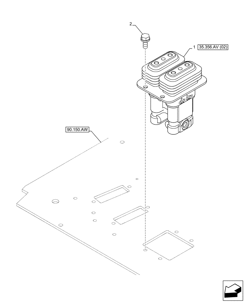 Схема запчастей Case CX130D LC - (35.356.AV[01]) - STD + VAR - 461863, 461868, 461869, 461871 - FOOT CONTROL VALVE (35) - HYDRAULIC SYSTEMS