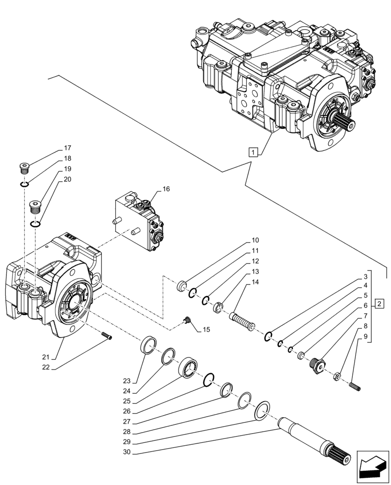 Схема запчастей Case CX130D LC - (35.106.AD[04]) - VARIABLE DELIVERY HYDRAULIC PUMP (35) - HYDRAULIC SYSTEMS