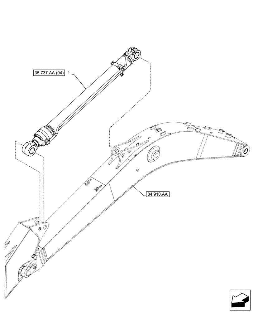 Схема запчастей Case CX130D LC - (35.737.AA[03]) - VAR - 481064 - ARM, CYLINDER (35) - HYDRAULIC SYSTEMS