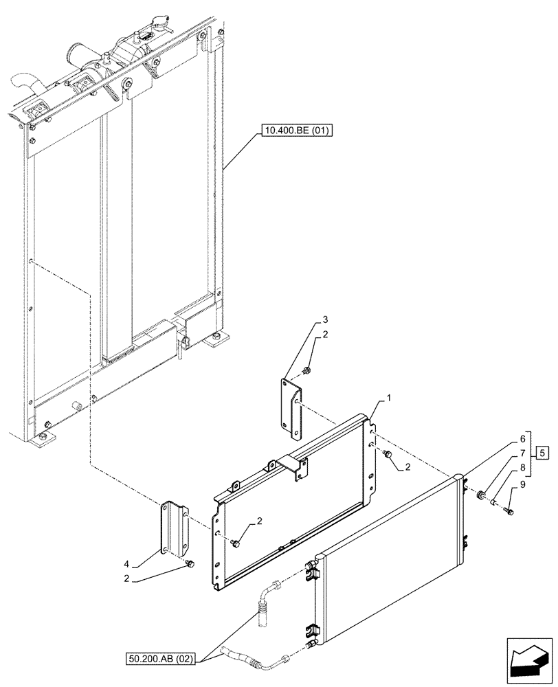 Схема запчастей Case CX130D LC - (50.200.AK) - AIR CONDITIONING, CONDENSER (50) - CAB CLIMATE CONTROL