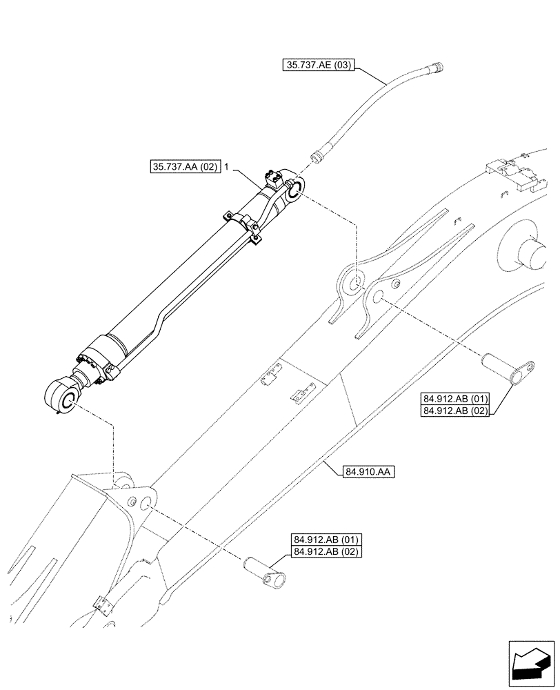 Схема запчастей Case CX130D LC - (35.737.AA[01]) - VAR - 461574, 781174, 781178 - ARM, CYLINDER (35) - HYDRAULIC SYSTEMS